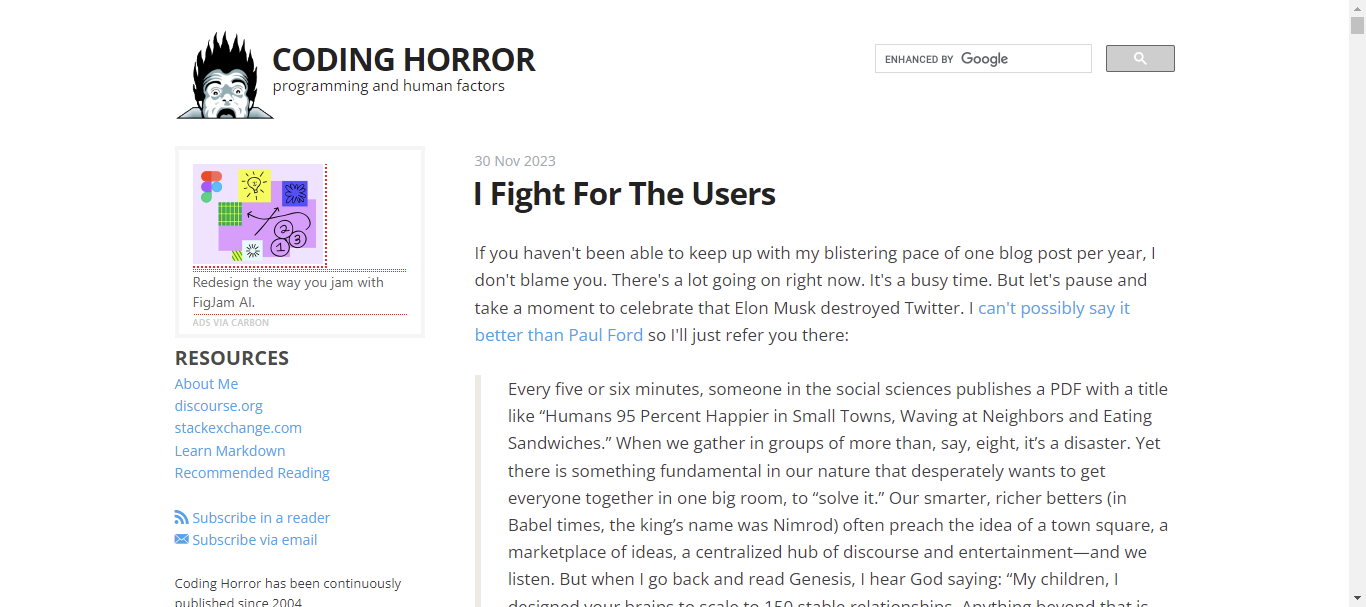 Coding Horror Blogs